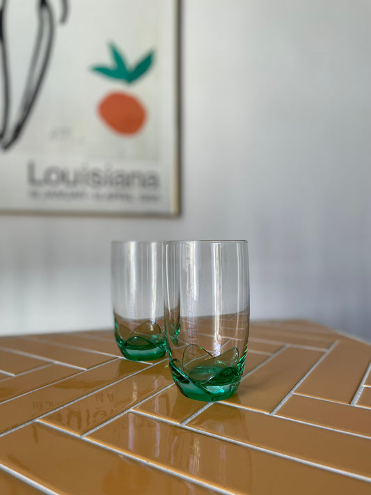 Large water glasses with green base