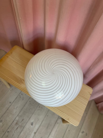 Vintage Murano pendant ceiling lamp 40cm white swirl