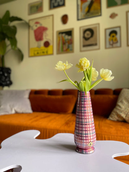 Checkered tall vase