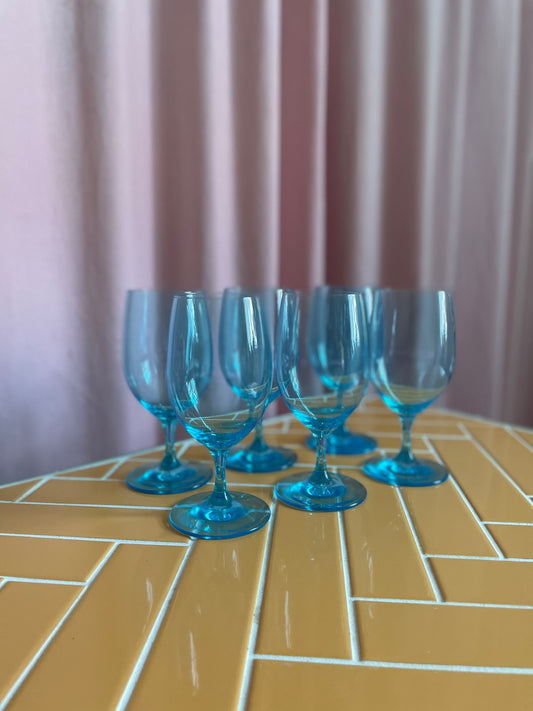 Wine glass in sea blue glass
