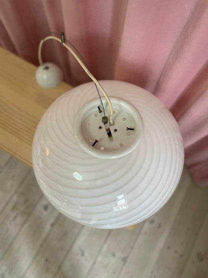 Vintage Murano pendel loftlampe 40cm hvid swirl