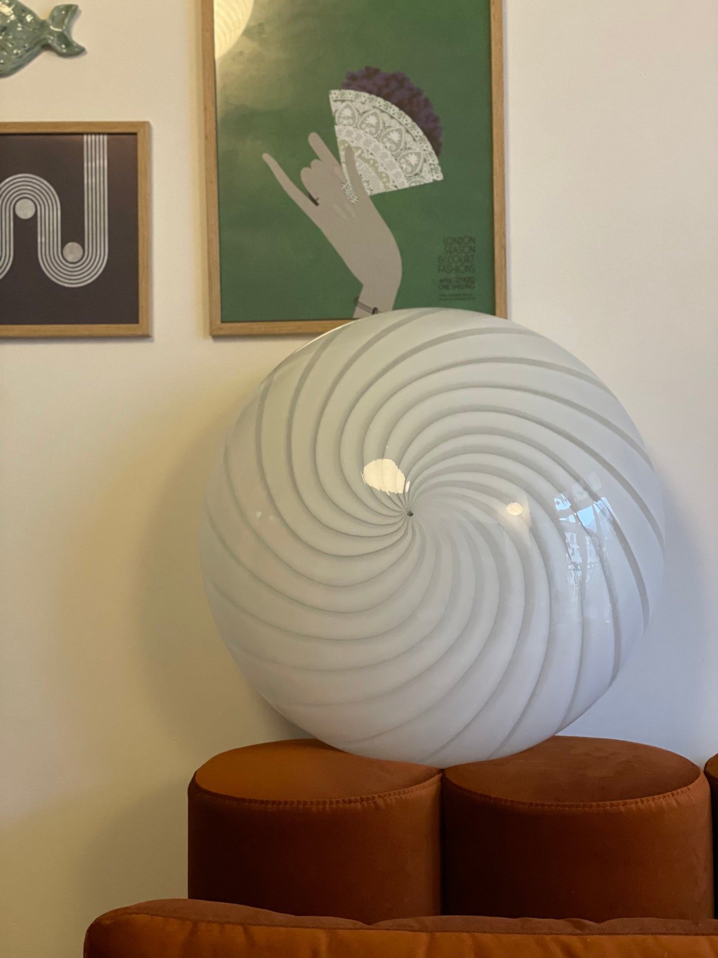 Giga vintage Murano væglampe med swirl 48cm