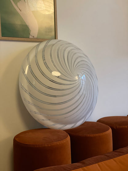 Mega vintage Murano wall lamp with white swirl 47cm