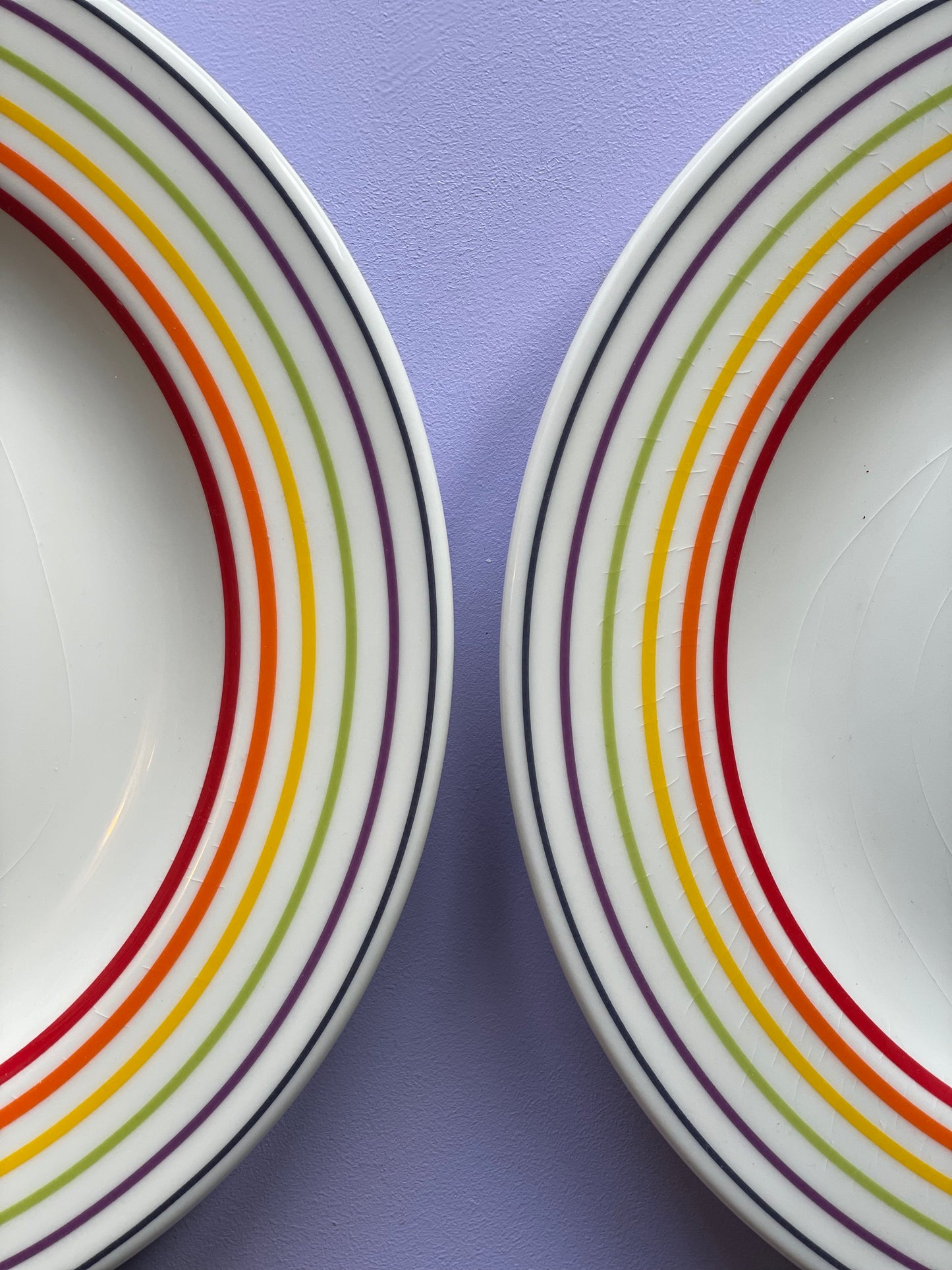 Rainbow colored dinner plates