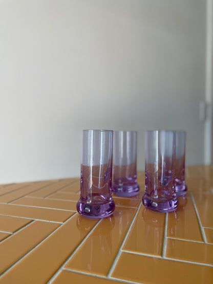 Purple highball drinking glass with star in the foot