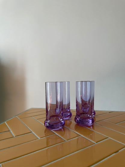 Purple highball drinking glass with star in the foot