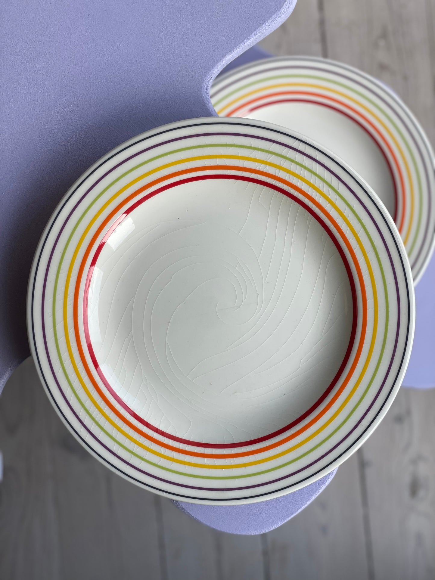 Rainbow colored dinner plates