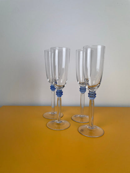 Champagne glass with blue detail