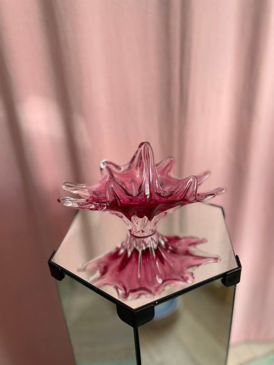 Pink Czech glass bowl