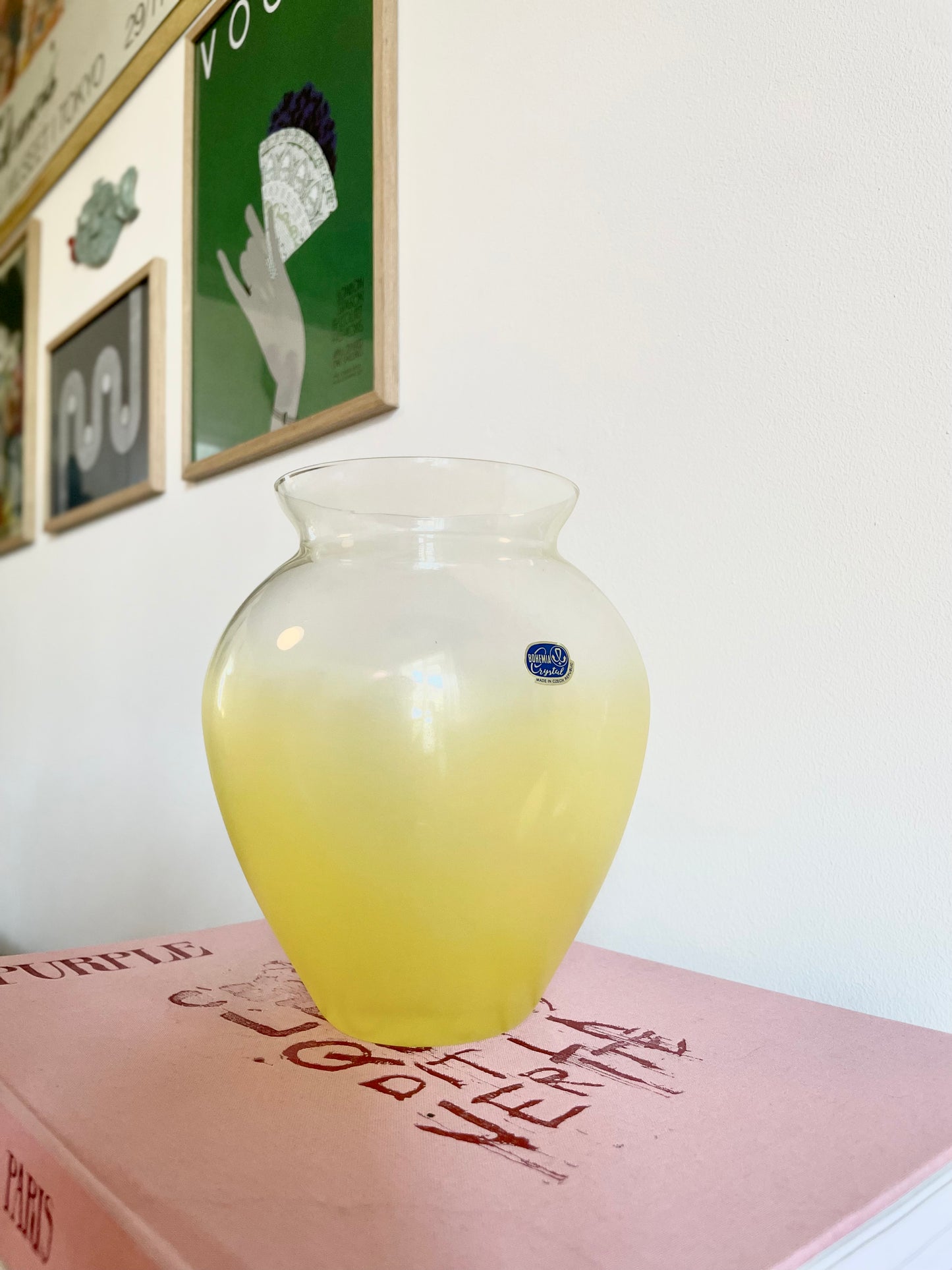 Vase i bøhmisk krystalglas - gul