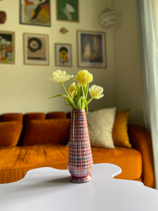 Checkered tall vase