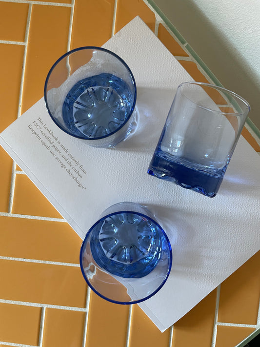 Blue lowball water glass