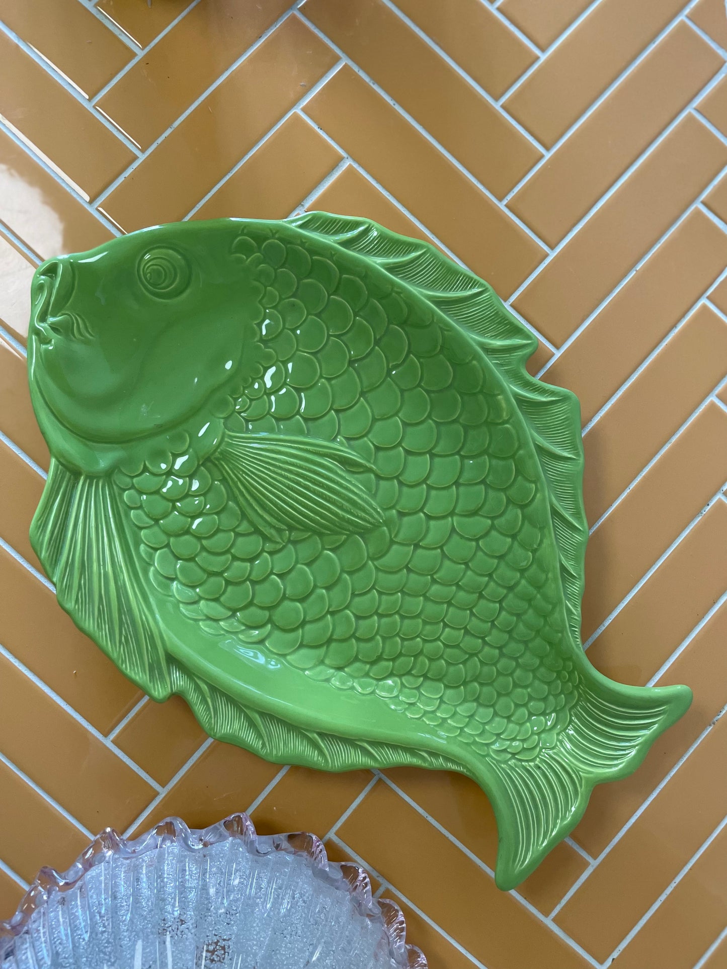 Large green fish dish