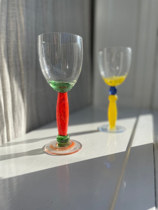 Set of two handmade wine glasses